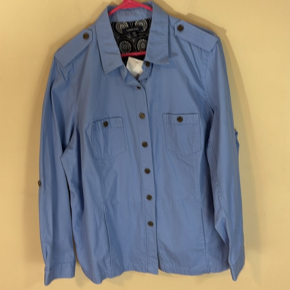 Lands' End Light Blue 100% Cotton Shirt Jacket Size 18W NWT
